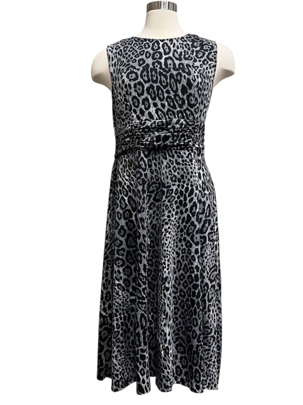 Serengeti Dress Large Leopard Cheetah Neutral Stretch Elegant